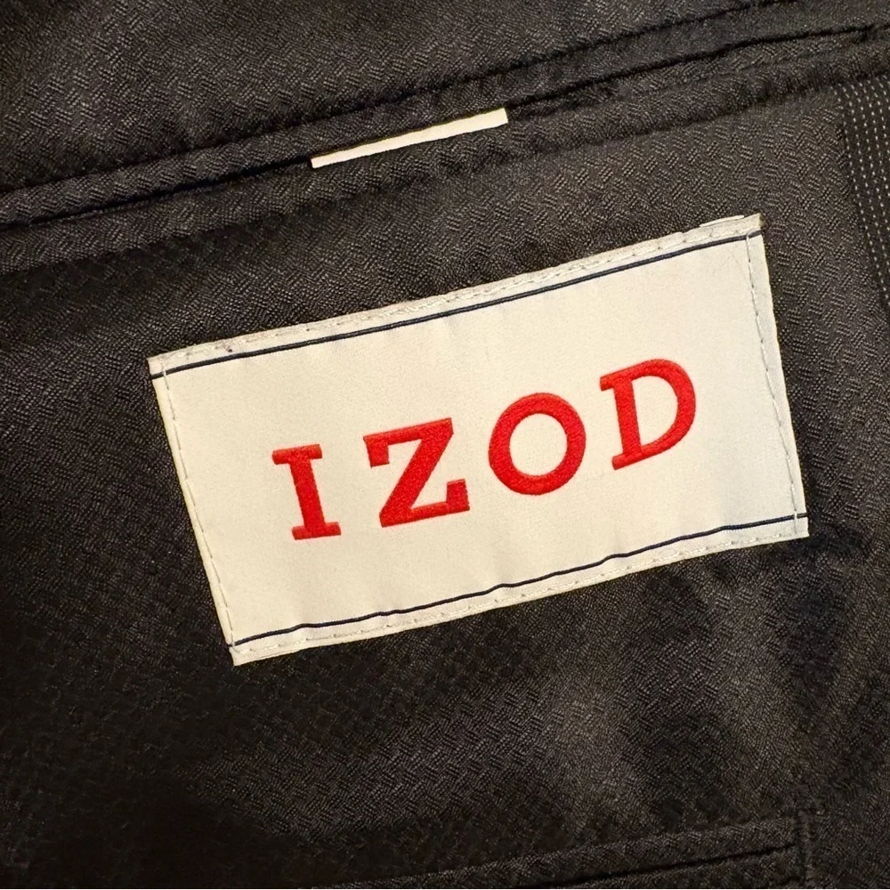 Izod Suit Jacket Blazer Sz 46L Men's Black Single Breasted Double Vent Lined